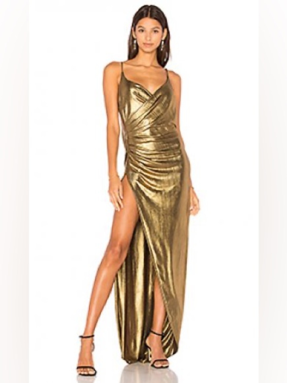 Gemeli Power $499 Kotahi Gown Vintage Gold Wrapped and Draped Low Cut Back